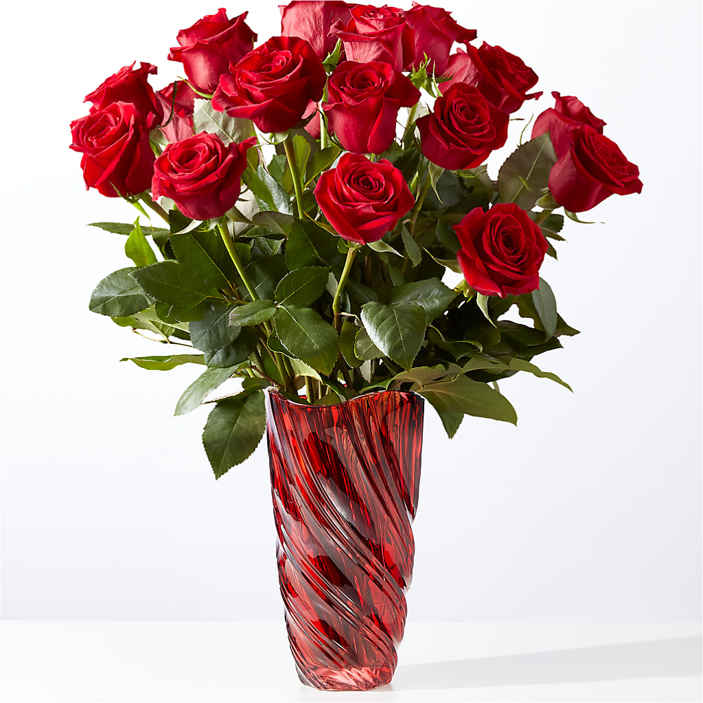 Classic Love Red Rose Bouquet with Luxe Swirl Vase – Colchester Florist, Colchester CT